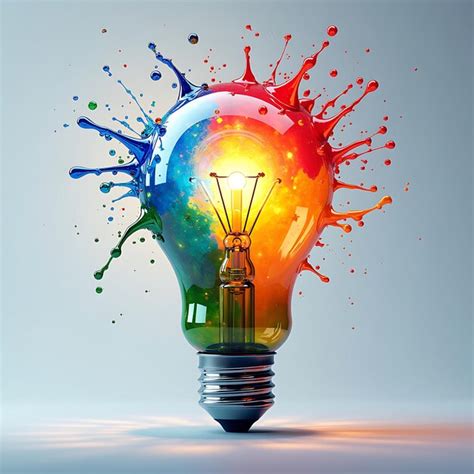 3d Vibrant Exploding Lightbulb With Colorful Paint Splash Effect