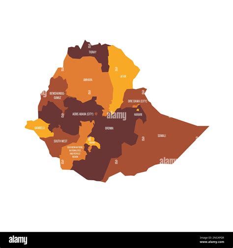 Political Map Of Ethiopia With Provincial State Boundaries