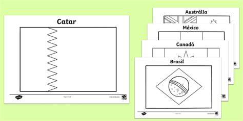 Pacote De Bandeiras Para Colorir Copa Do Mundo Catar