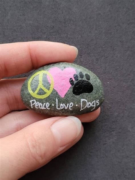 Painted Rock Painted Rock Peace Love Dogs Option To Add Magnet