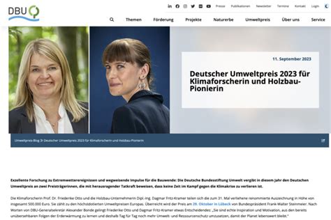 Deutscher Umweltpreis 2023 für Dipl Ing Dagmar Fritz Kramer