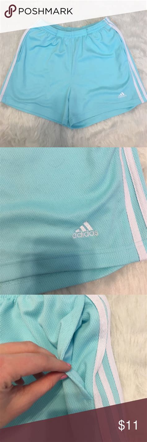 Adidas Baby Blue Athletic Shorts Pockets Athletic Shorts Gym Shorts