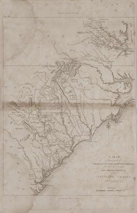 Lot Revolutionary War Battle Map Virginia Carolinas And Georgia Wayne And Marshall