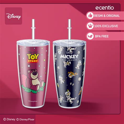 Jual New Ecentio Botol Minum Tumbler Double Wall Free Sedotan Disney