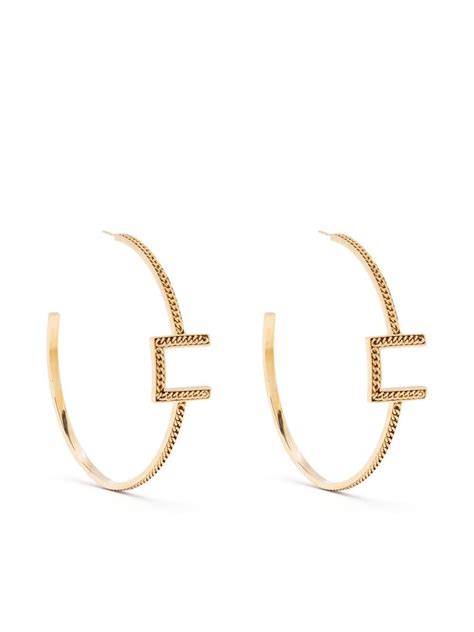 Elisabetta Franchi Logo Detail Hoop Earrings Editorialist