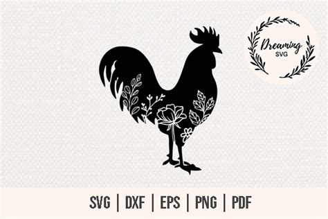 Floral Rooster SVG Floral Chicken SVG Graphic By DreamingSVG