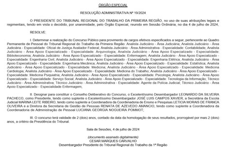 Concurso TRT RJ Edital Autorizado Banca Em Breve