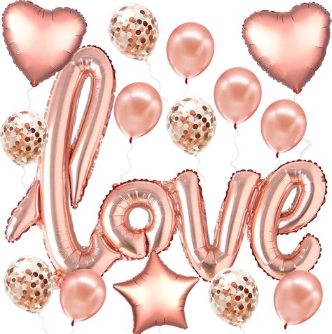 Katchon Rose Gold Love Balloon Letters Set Large 36 Inch Pack Of 21 Blush Pink