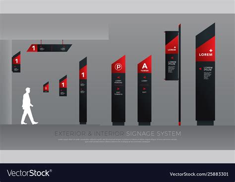 Exterior And Interior Signage Concept Direction Vector Image