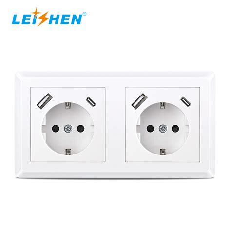 Leishen Sp 9633f2b Double Eu German Standard Electrical Plug Socket