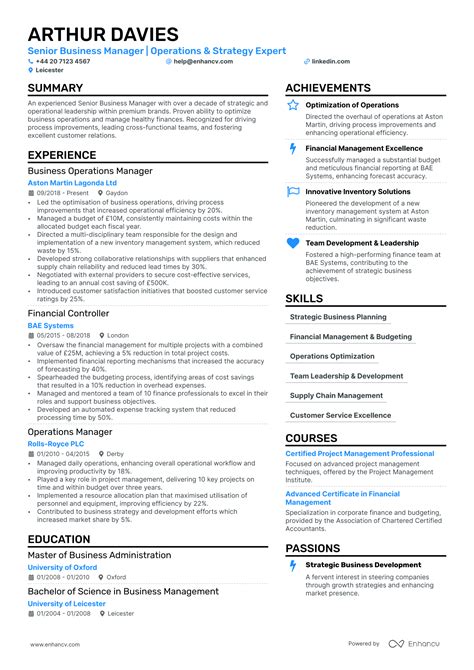 Operations Manager Cv Examples Guide For