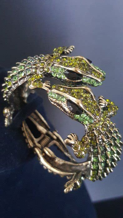 Kenneth Jay Lane Double Green Alligator Head Bracelet Catawiki