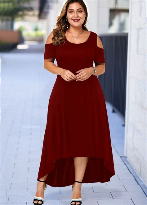 Cold Shoulder Plus Size High Low Dress Usd 27 98