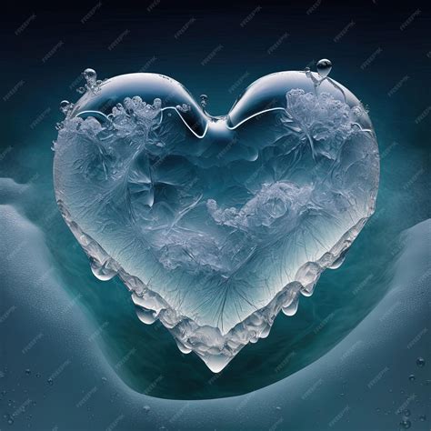 Premium Photo Frozen Heart On Snow And Ice Background Valentines Day