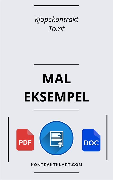 Kj Pekontrakt Tomt Mal Eksempel Pdf Word