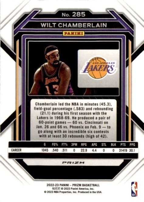 Panini Prizm Wilt Chamberlain Los Angeles Lakers Pink Ebay