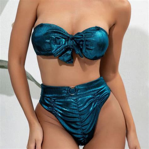 High Cut Bikini Sexy Women Shinning Bikini China Bandeau Bikini And Swim Wear Price