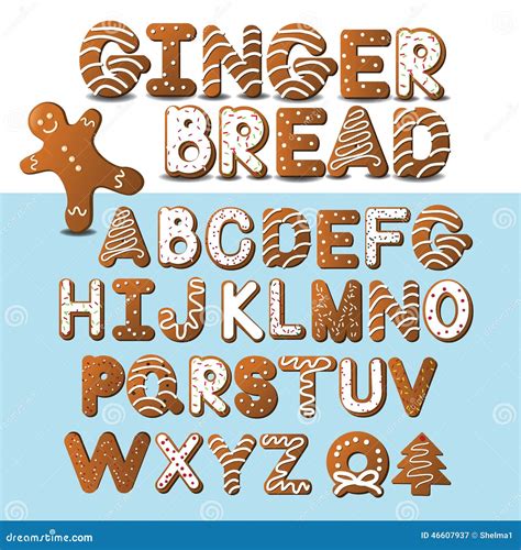 Gingerbread Font And Gingerbread Man Stock Vector Image 46607937