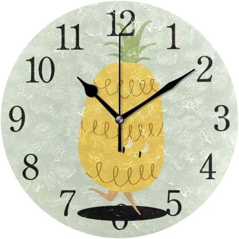 Horloge Murale Dessin Animé Ananas Fruits Circulaire PVC Non Absorbant