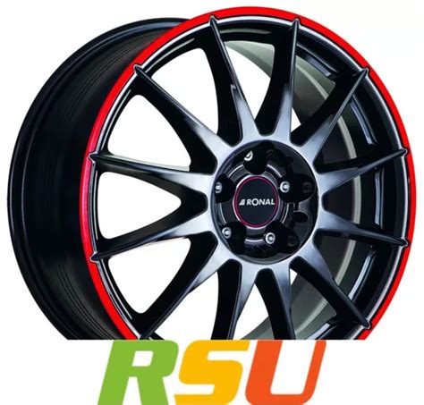 RONAL R54 JETBLACK RED Rim 6 5x15 ET38 LK4 100 ML 68 Alufelgen 15 Zoll