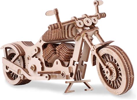 GuDoQi Puzzle 3D Bois Modèle de Moto Mécanique avec Moteur à Bande de