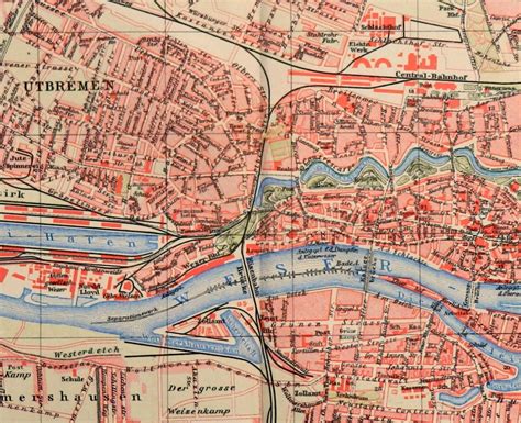 Bremen Antique Print Old City Map Of Bremen Year Old Etsy