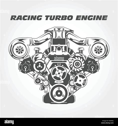 Racing Engine With Supercharger Power Turbo Motor Stock Vector Art