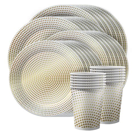 Набор одноразовой посуды ND PLAY Золотой горох стаканы тарелки 18см ...
