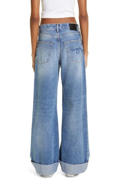 R13 Lisa Baggy High Waist Wide Leg Jeans In Blue Modesens