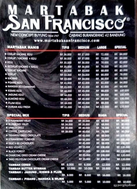 Selalu Diperbarui Menu Martabak San Francisco Pasir Kaliki Bandung