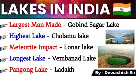 Lakes of India भरत क परमख झल Important Lakes of India