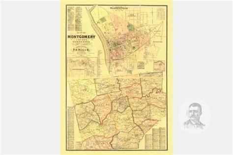 Montgomery County Tennessee Map 1877 Old Map of Montgomery County Tennessee Art Vintage Print ...