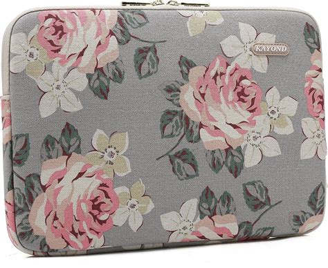 Kayond Water Resistant Canvas 15 6 Inch Laptop Sleeve White Rose 15 15