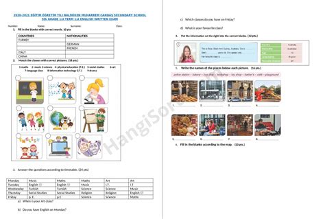 5 Sınıf İngilizce 1 Dönem 1 Yazılı Sınav Soruları 2020 2021 HangiSoru