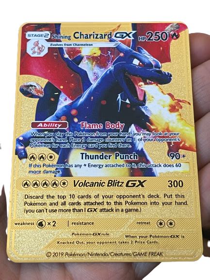 Pokemon Shiny Charizard GX SV49 Hidden Fates Gold Metal Custom Card Top