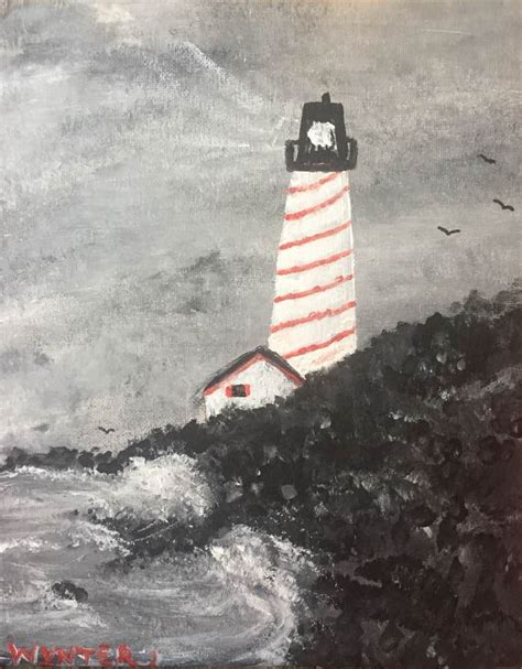 Lighthouse - acrylic | Lighthouse, Painting, Fun