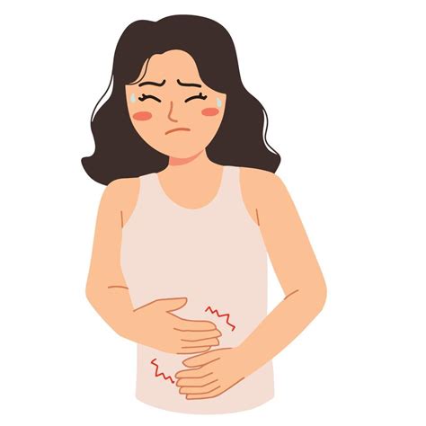 Woman Having Stomach Ache And Period Cramps Illustration 9646452 Vector Art At Vecteezy