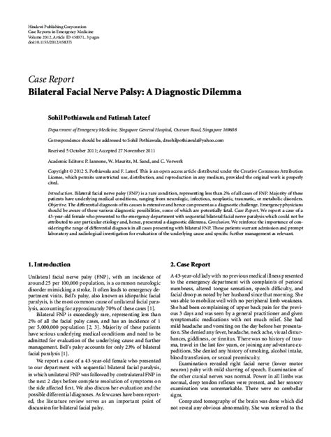 Pdf Idiopathic Facial Nerve Paralysis Response To Physiotherapy In