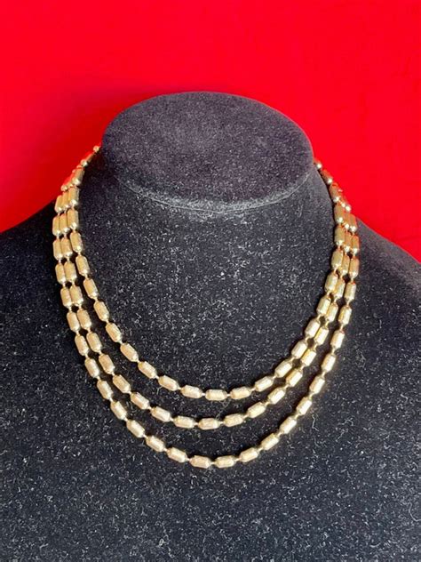 Vintage Napier Goldtone Chainlink Pearl Necklace 16 Gem