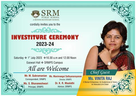 Investiture Ceremony 2023 - Invitation - SRM Public School