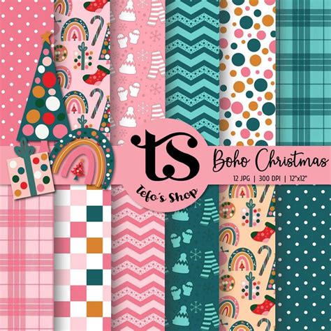 Boho Christmas Papeles Digitales Paper Pack