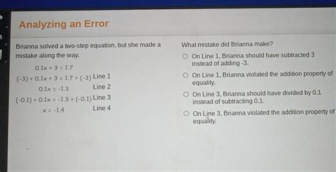 Solved Analyzing An Error Brianna Solved A Two Step Equation But She