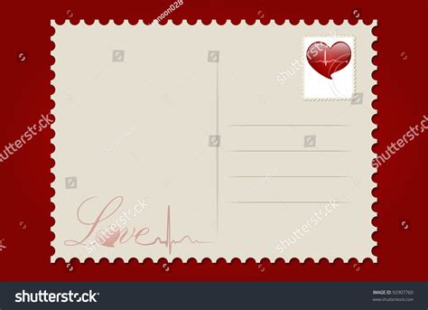 Love Postcard With Heart Vector Illustration 92907760 Shutterstock