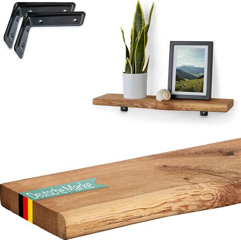 Wandregal Eiche Massiv Holz Regal Baumkante Rustikal Wandboard