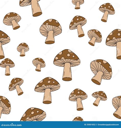 Seamless Mushroom Pattern Vector Eps Stock Vector Illustration Of