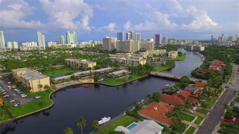 Hallandale Broward Florida Aerial Tour Stock Footage Video 100