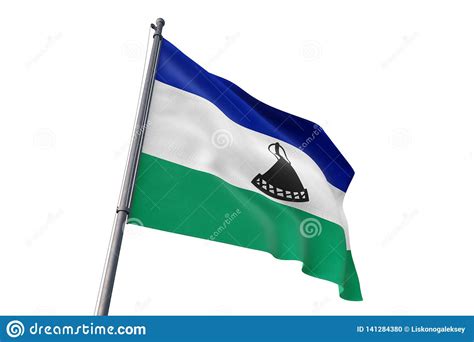 Bandera De Lesotho Que Agita El Ejemplo Blanco Aislado Del Fondo 3D