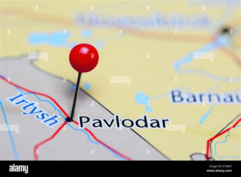 Pavlodar pinned on a map of Kazakhstan Stock Photo - Alamy