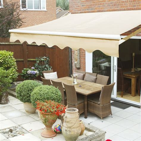 XtremepowerUS 10'x8' Manual Retractable Patio Awning Outdoor Sun Shade Canopy, Tan - Walmart.com ...