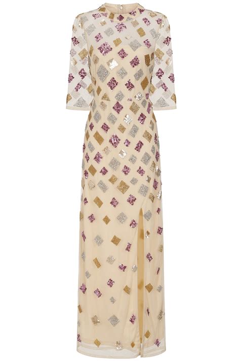 Alison Cream Embellished Maxi Dress Frock And Frill